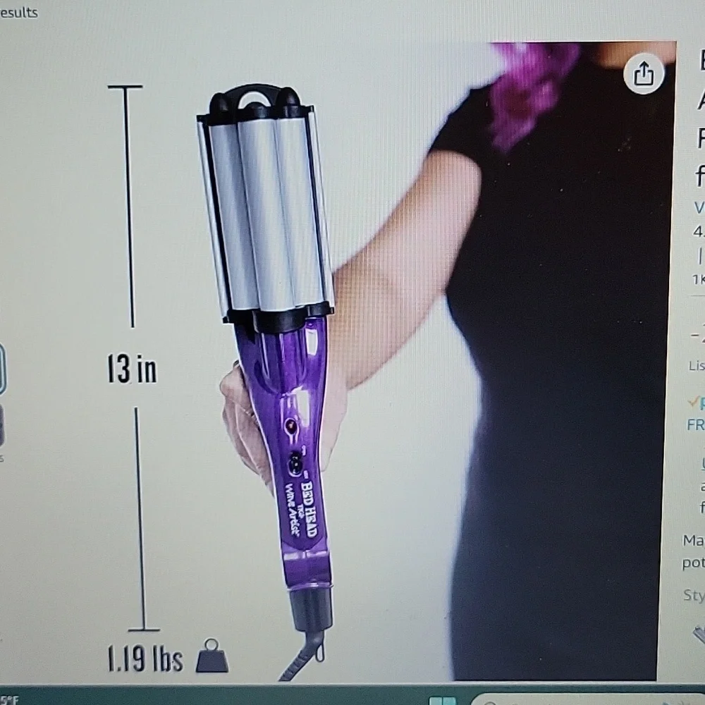 BedHead 2X Tourmaline ceramic Massive Shine Wave Artist deep waver Purple New